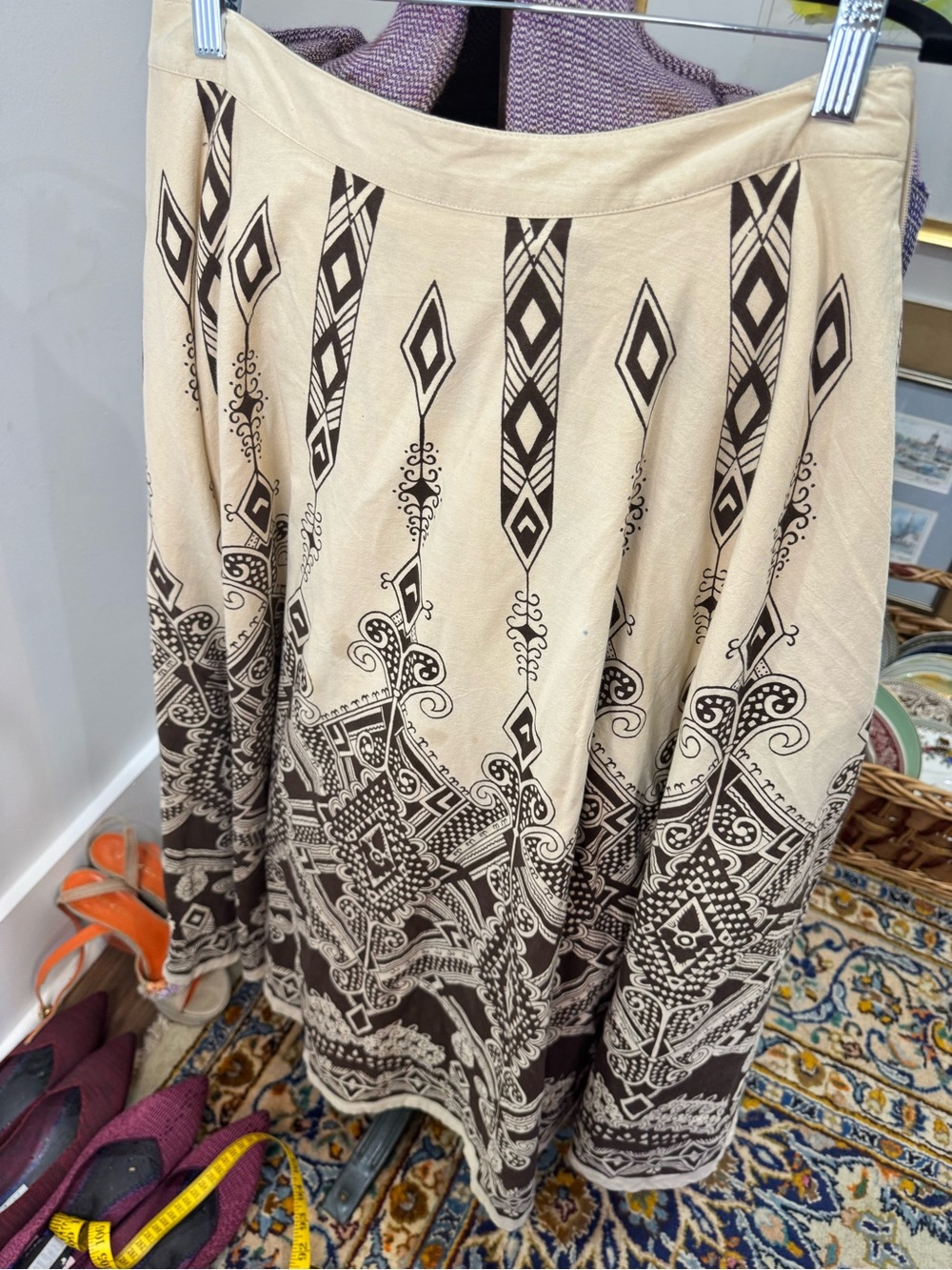 For The Republic Beige and Black Printed Maxi Skirt, flowy, gorgeous AF!!